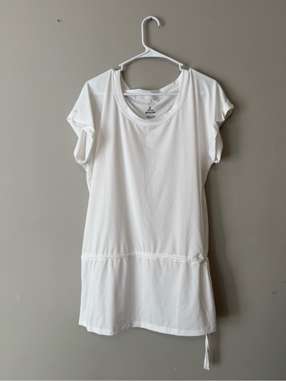White Women's Short-Sleeve Drawstring Top